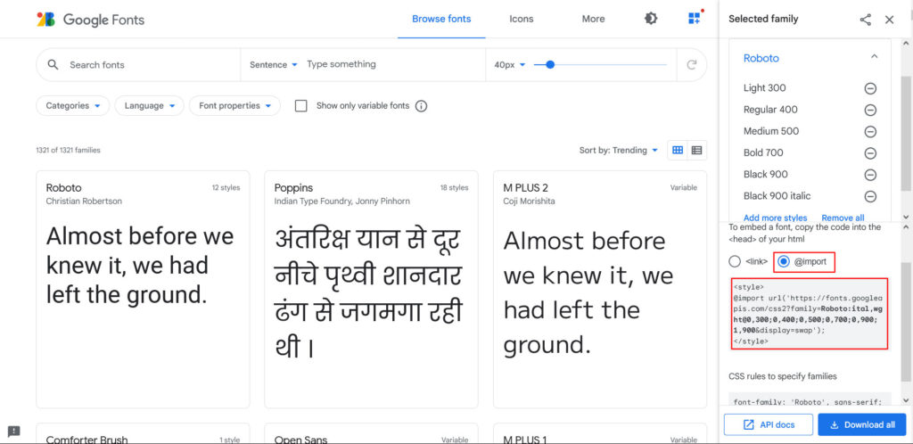 use google fonts in css