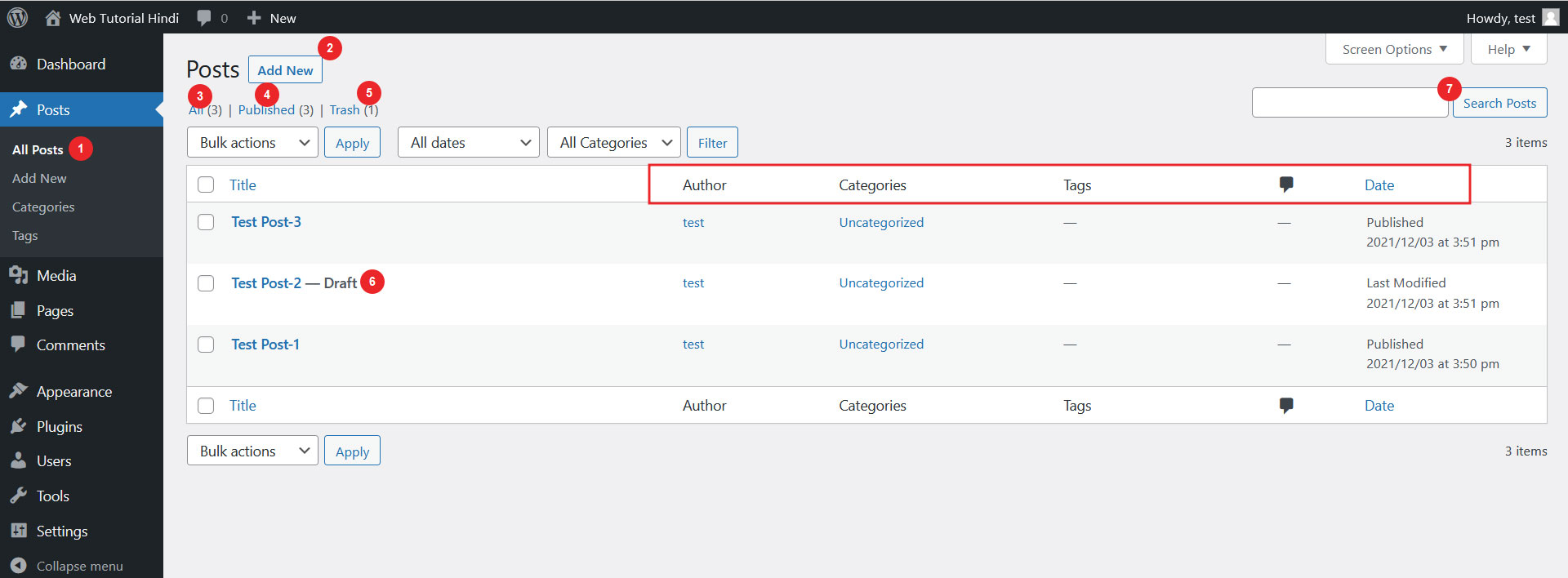 WordPress Dashboard Tutorial In Hindi - Web Tutorial Hindi