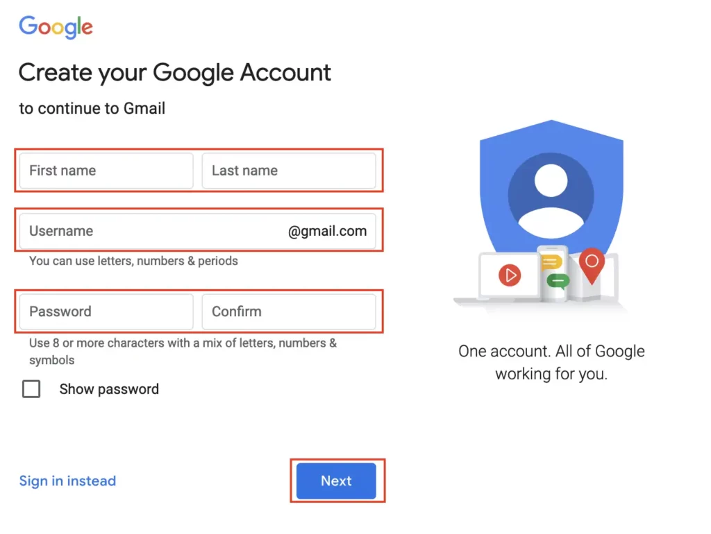 gmail account setup