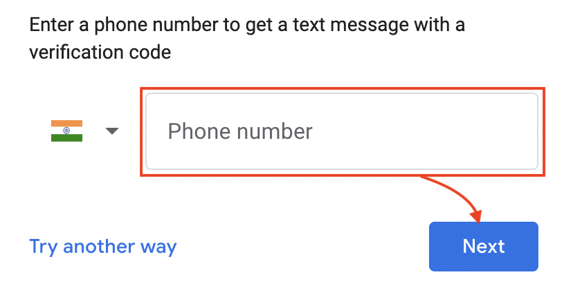 fill phone number screen 