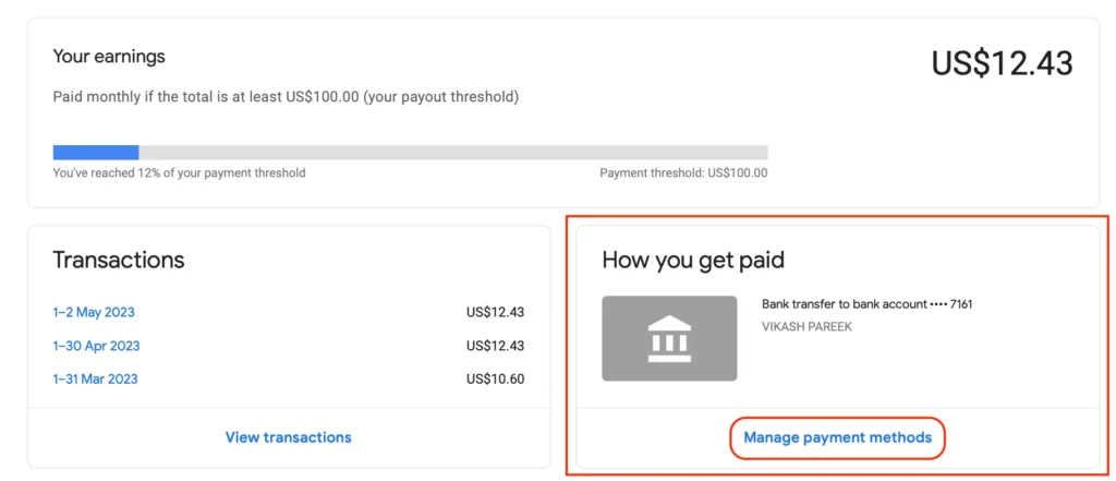 how to add bank account in google adsense in hindi